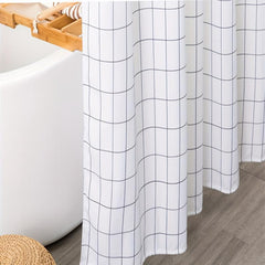 Waterproof Thickened Shower Curtain PEVA Floral Grid Shower Curtain
