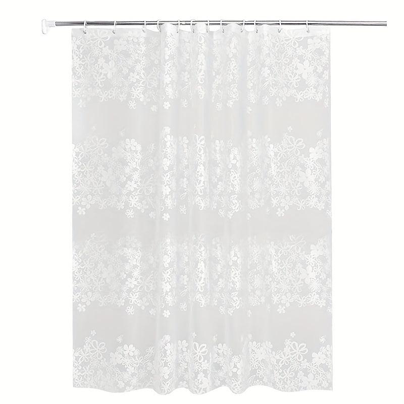 Waterproof Thickened Shower Curtain PEVA Floral Grid Shower Curtain