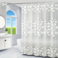 Waterproof Thickened Shower Curtain PEVA Floral Grid Shower Curtain