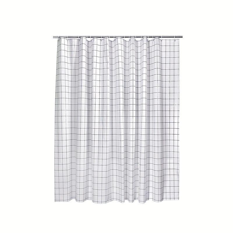 Waterproof Thickened Shower Curtain PEVA Floral Grid Shower Curtain