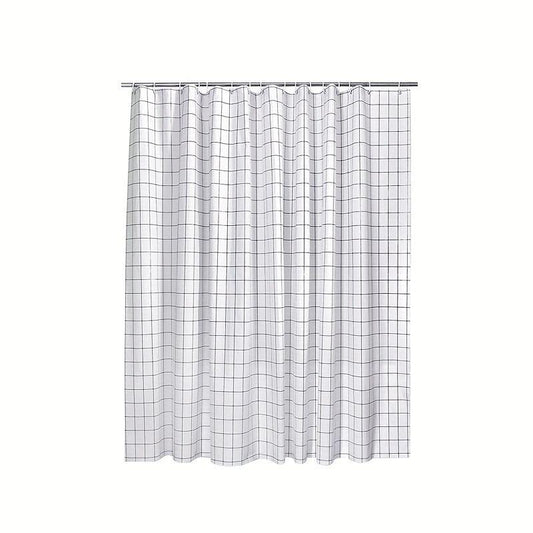 Waterproof Thickened Shower Curtain PEVA Floral Grid Shower Curtain