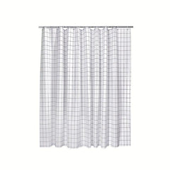 Waterproof Thickened Shower Curtain PEVA Floral Grid Shower Curtain