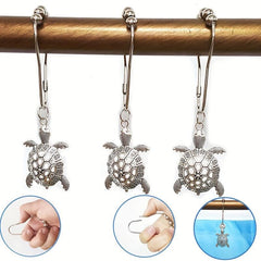 12pcs Turtle Shower Curtain Hook Anti-Rust Bathroom Supplies Decorative Ring
