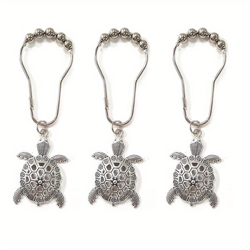 12pcs Turtle Shower Curtain Hook Anti-Rust Bathroom Supplies Decorative Ring