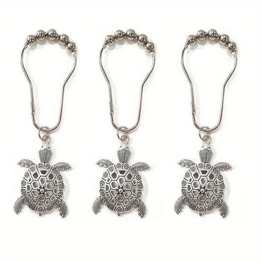 12pcs Turtle Shower Curtain Hook Anti-Rust Bathroom Supplies Decorative Ring