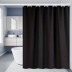 1pc Solid Shower Curtain Set Waterproof with 12 Hooks