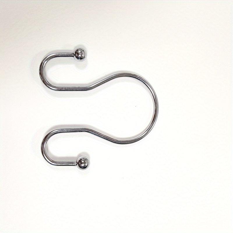 12pcs Double Sided Shower Curtain Hooks Rust Proof Durable Bathroom Hangers Ring