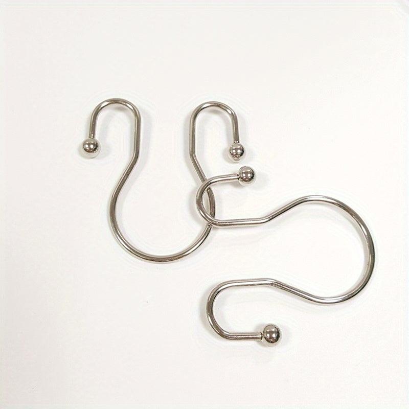 12pcs Double Sided Shower Curtain Hooks Rust Proof Durable Bathroom Hangers Ring
