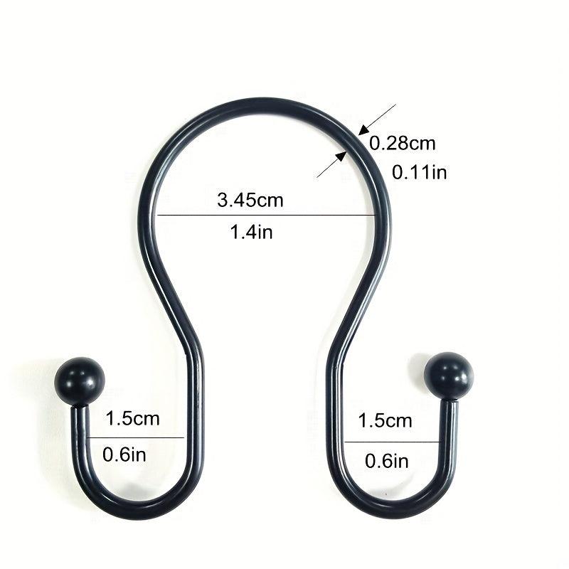 12pcs Double Sided Shower Curtain Hooks Rust Proof Durable Bathroom Hangers Ring