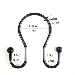 12pcs Double Sided Shower Curtain Hooks Rust Proof Durable Bathroom Hangers Ring