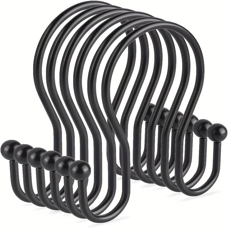 12pcs Double Sided Shower Curtain Hooks Rust Proof Durable Bathroom Hangers Ring