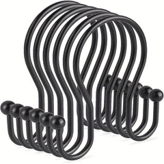 12pcs Double Sided Shower Curtain Hooks Rust Proof Durable Bathroom Hangers Ring