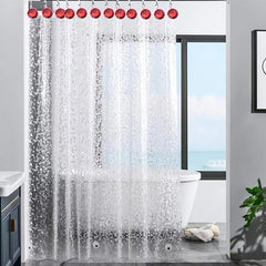 12pcs Iron & Crystal Shower Curtain Hooks Bathroom Decoration