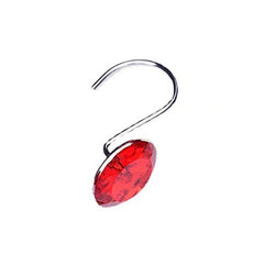 12pcs Iron & Crystal Shower Curtain Hooks Bathroom Decoration