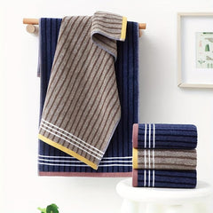 Cotton Striped Hand Towel Soft Absorbent Bathing Wipe Quick Drying Towel