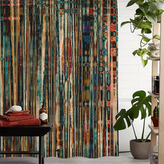 Retro Shower Curtain With 12 Hooks Waterproof And Mildew Proof Bath Curtain