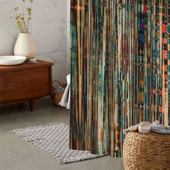 Retro Shower Curtain With 12 Hooks Waterproof And Mildew Proof Bath Curtain