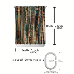 Retro Shower Curtain With 12 Hooks Waterproof And Mildew Proof Bath Curtain