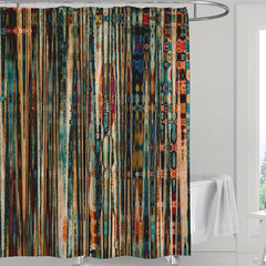 Retro Shower Curtain With 12 Hooks Waterproof And Mildew Proof Bath Curtain
