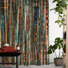 Retro Shower Curtain With 12 Hooks Waterproof And Mildew Proof Bath Curtain