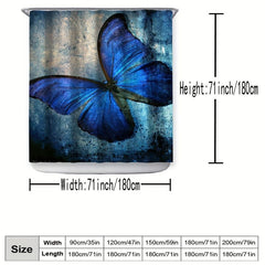 Butterfly Pattern Shower Curtain Waterproof Mildew Proof Bath Curtain