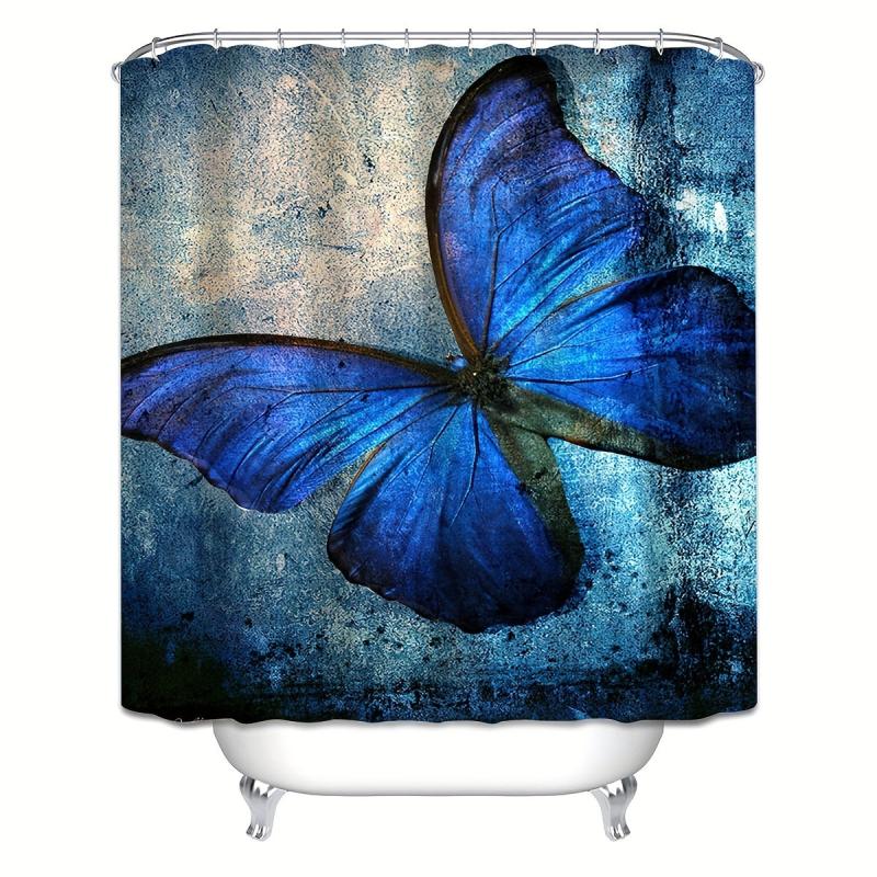 Butterfly Pattern Shower Curtain Waterproof Mildew Proof Bath Curtain