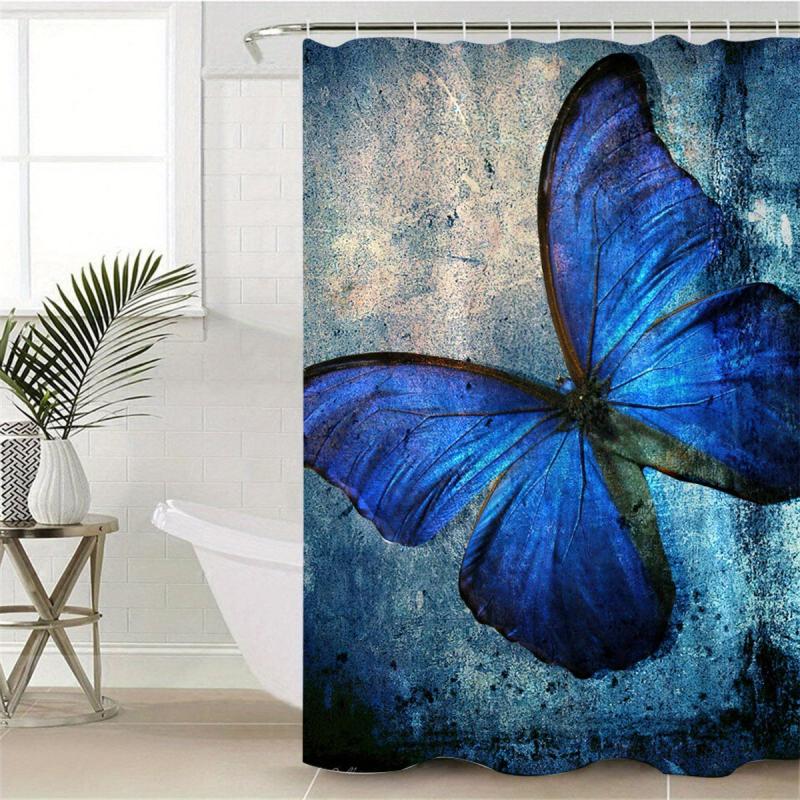 Butterfly Pattern Shower Curtain Waterproof Mildew Proof Bath Curtain