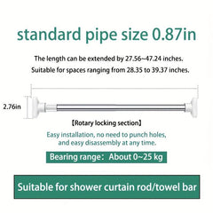 Telescopic Shower Curtain Rod Stainless Steel Rust Proof