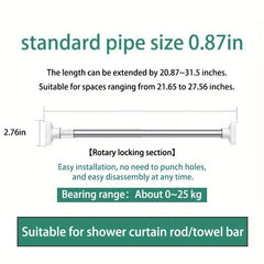 Telescopic Shower Curtain Rod Stainless Steel Rust Proof
