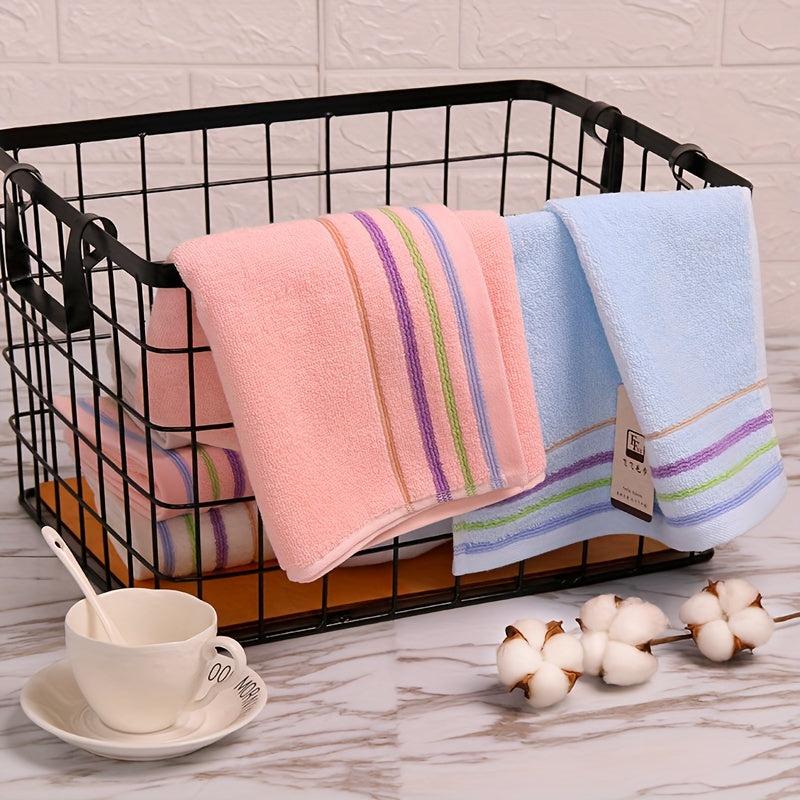 1pc Colorful Striped Hand Towel Household Cotton Hand Towel Soft Skin friendly