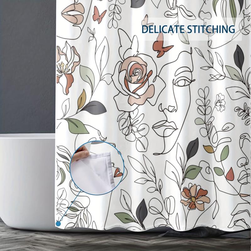 Abstract Women Face Shower Curtain 72 Inch