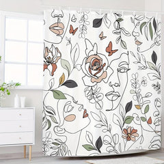 Abstract Women Face Shower Curtain 72 Inch
