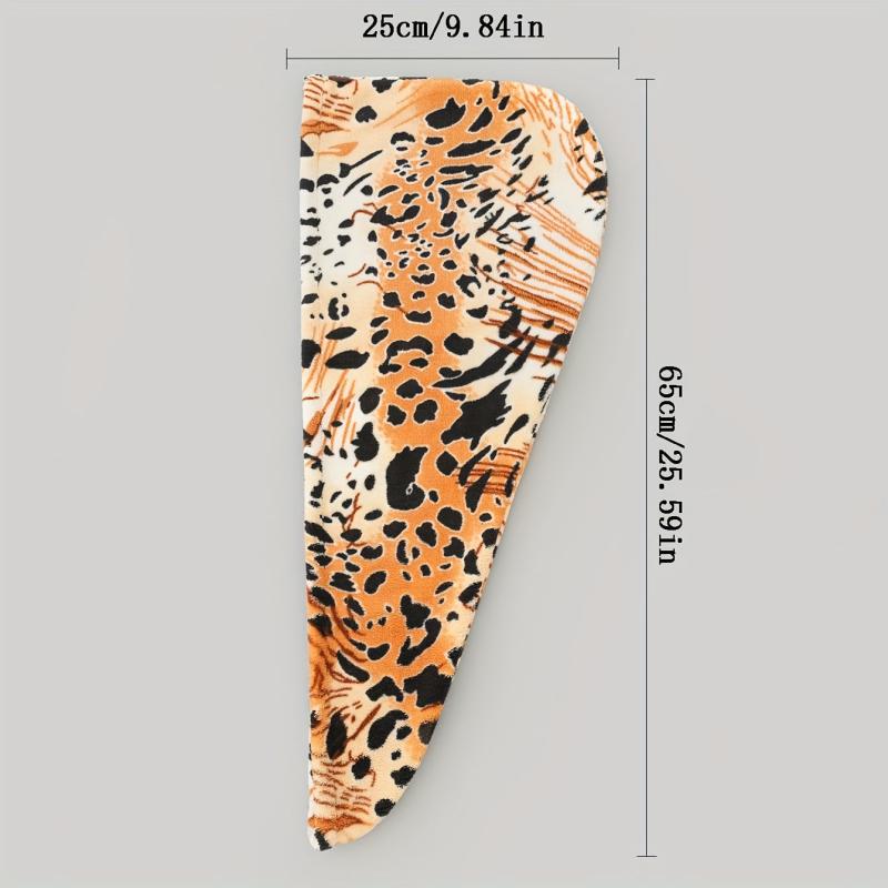 Leopard Printed Hair Drying Cap Coral Fleece Hair Towel