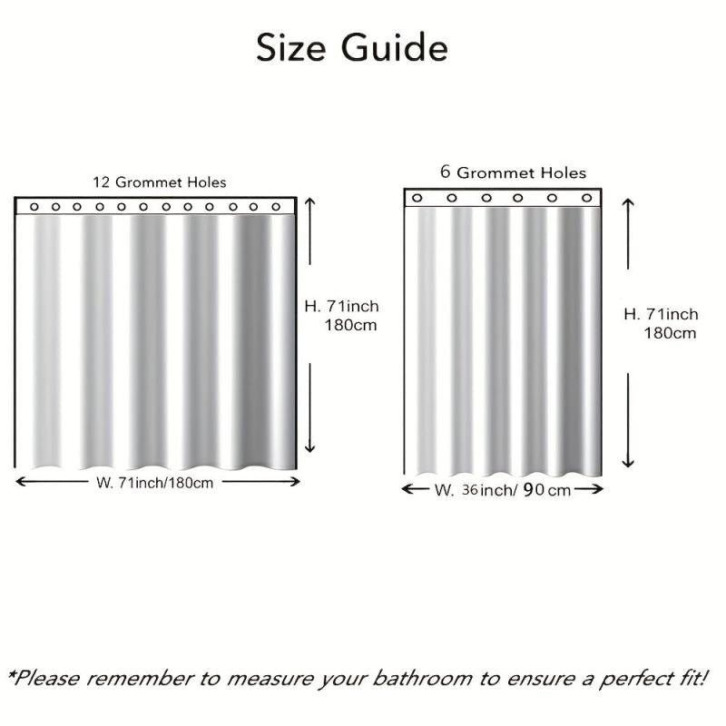 Waterproof Flower Pattern Shower Curtain with 12 Hooks for Bathroom Decor