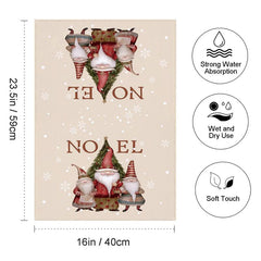 4pcs Christmas Dish Towels Soft Absorbent Fingertip Towel Santa Claus Pattern