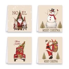 4pcs Christmas Dish Towels Soft Absorbent Fingertip Towel Santa Claus Pattern