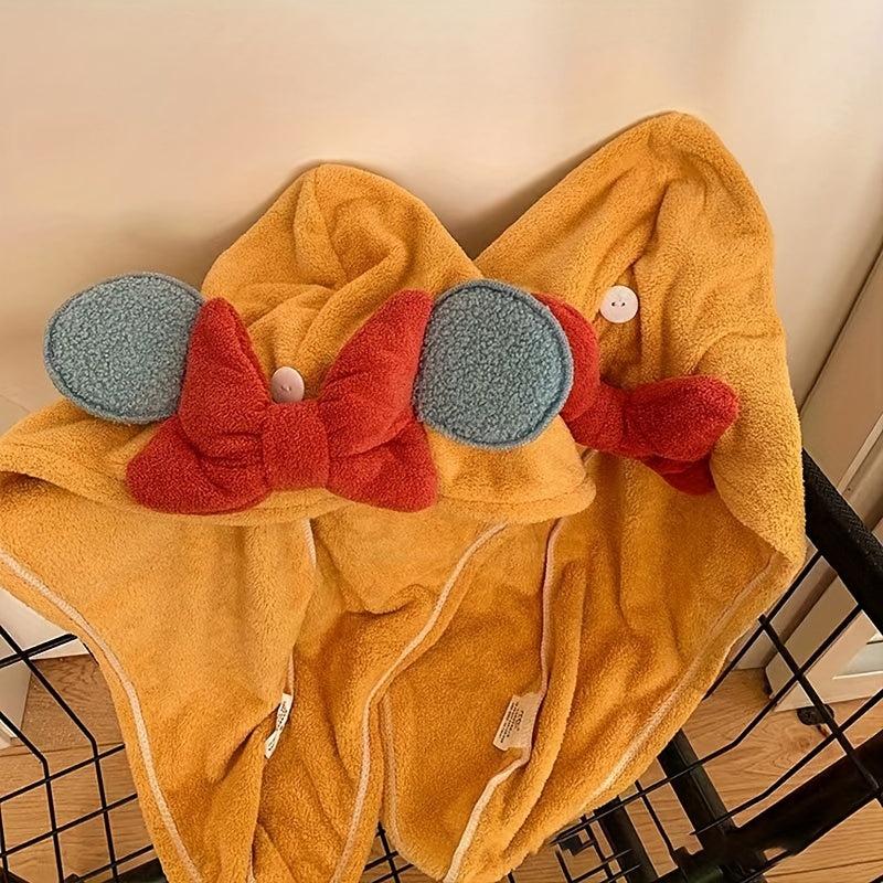Soft Hair Drying Cap with Bowknot Decoration, Absorbent Quick Drying Hair Towel
