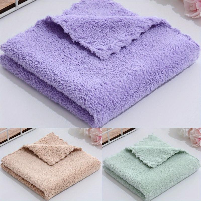 4pcs Coral Fleece Washcloth Soft Absorbent Handkerchiefs