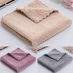 4pcs Coral Fleece Washcloth Soft Absorbent Handkerchiefs