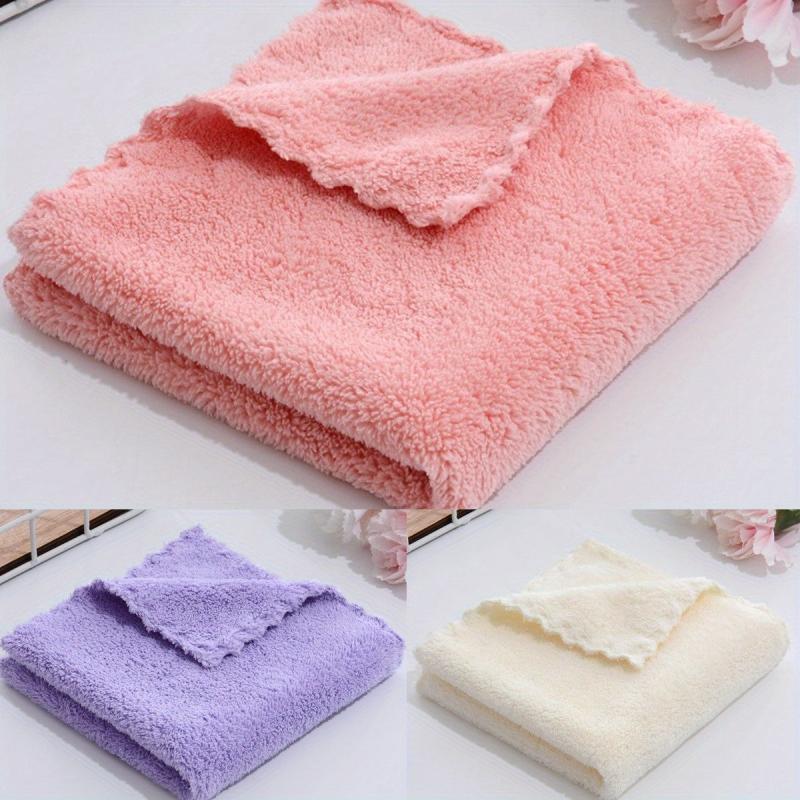 4pcs Coral Fleece Washcloth Soft Absorbent Handkerchiefs