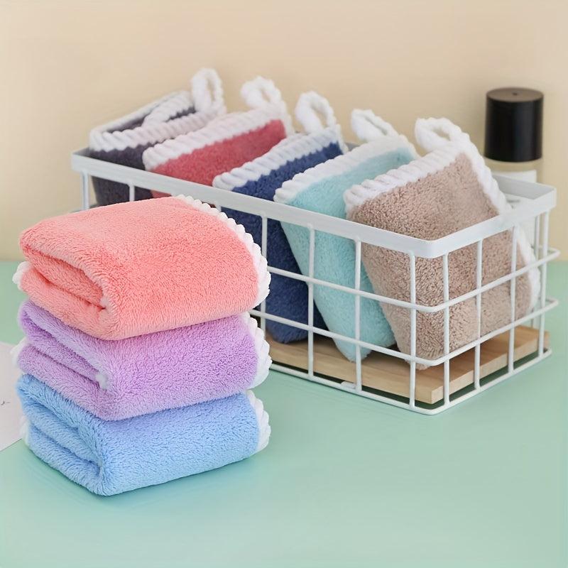 4pcs Coral Fleece Square Towel Absorbent Soft Towel 11.81in