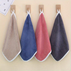 4pcs Coral Fleece Square Towel Absorbent Soft Towel 11.81in