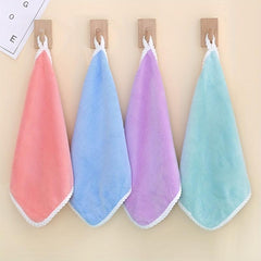 4pcs Coral Fleece Square Towel Absorbent Soft Towel 11.81in