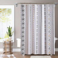 Boho Stripe Shower Curtain Waterproof Fabric Bathroom Decor