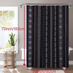 Boho Stripe Shower Curtain Waterproof Fabric Bathroom Decor
