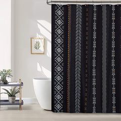 Boho Stripe Shower Curtain Waterproof Fabric Bathroom Decor