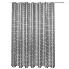 Waterproof Plaid Shower Curtain with Metal Grommets and Hooks
