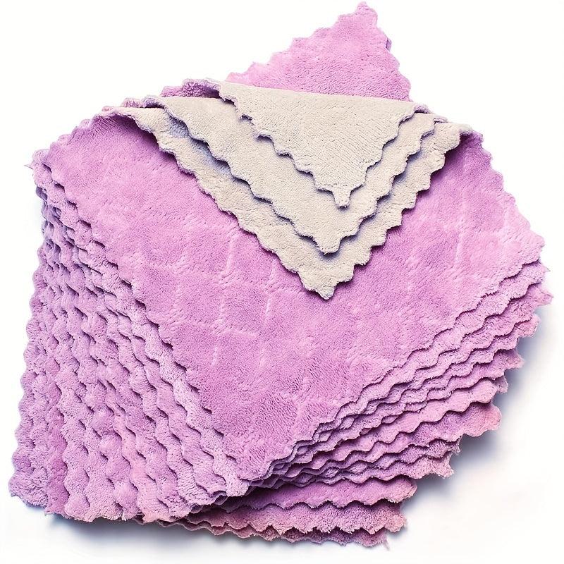 12pcs Dish Towels & Cloths Absorbent Scouring Pads Coral Velvet