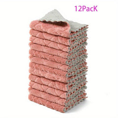 12pcs Dish Towels & Cloths Absorbent Scouring Pads Coral Velvet