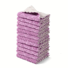 12pcs Dish Towels & Cloths Absorbent Scouring Pads Coral Velvet